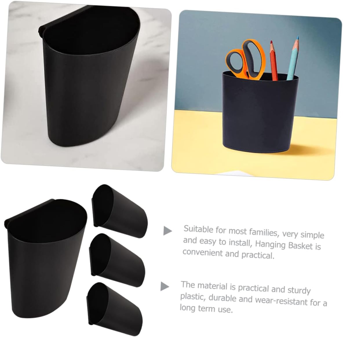 4 Pack Plastic Hanging Baskets for Cart Storage Organization