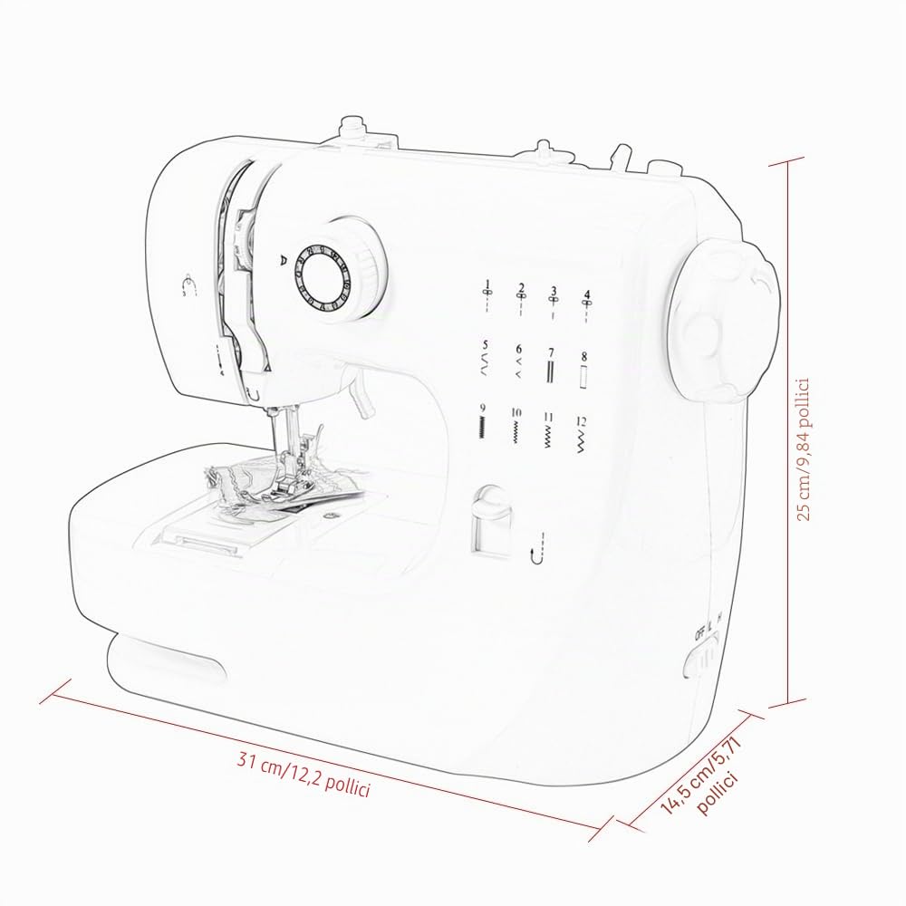 Macchina da cucire elettrica portatile per principianti, mini macchina da cucire per adulti con kit da cucito a 12 punti