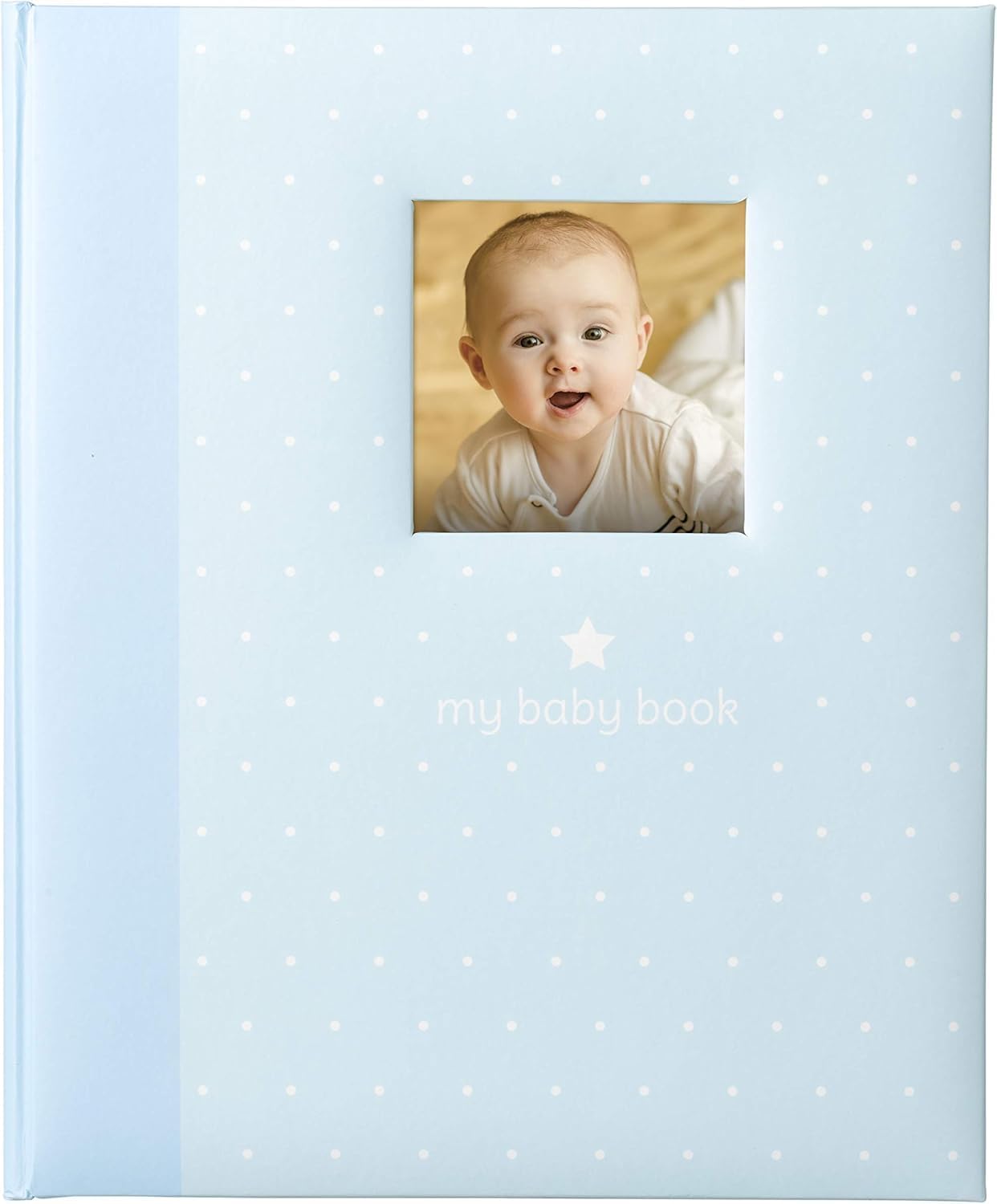 My Baby Keepsake Book Memory Album, Light Blue with White Polka Dot Pattern, Keepsake Journal for New & Expecting Parents, 9 x 10.75 Inches, Prenatal Maternity Family Tree Birth Scrapbook