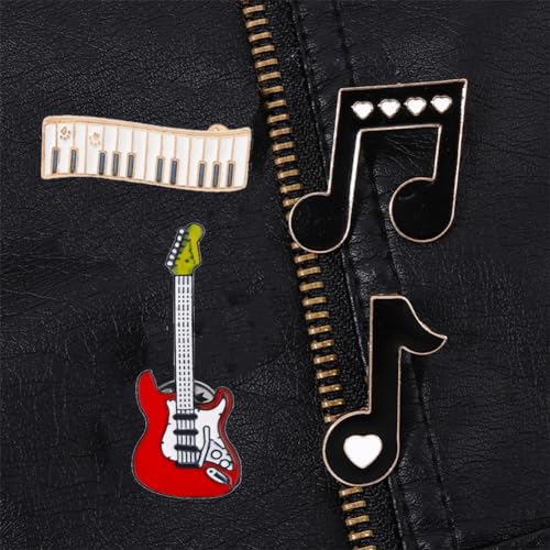 Image of 12PCS Music Brooch Pin Cute Guita Piano Musical Instruments Lapel Pin Cartoon Music Notes Badge Enamel Pins for Women Girls Backpack Clothes Hat Bag
