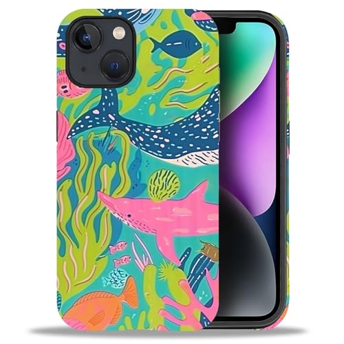 ZHEGAILIAN iPhone 13 14pP[XAJt Sea Life 13 14 2 in 1 VR~bNXn[hPCP[XAϋv̂ϏՌیfUC