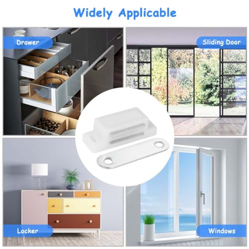 Ainiv 12 Stück Magnetschnäpper Weiß, Magnetschnäpper Tür Magnete für Schranktüren, Magnetschnäpper mit Nägeln Schraubendreher, Geeignet für Möbeltüren Klappen Türverschluss Haltemagnet Möbelschnäpper