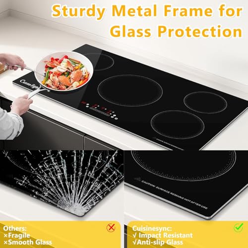 Image of 36 Inch Induction Cooktop, 5 Burner Built-In Electric Stove Top, 10800W High Output 240V Hardwired, Touch Control with Power Boost, 9 Power Levels, Timer, Child Lock & Residual Heat Indicator