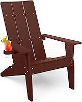 Vista 15 de MXIMU Silla Adirondack moderna resistente a la intemperie con portavasos, sillas de gran tamaño para hogueras Adorondic de plástico al aire libre