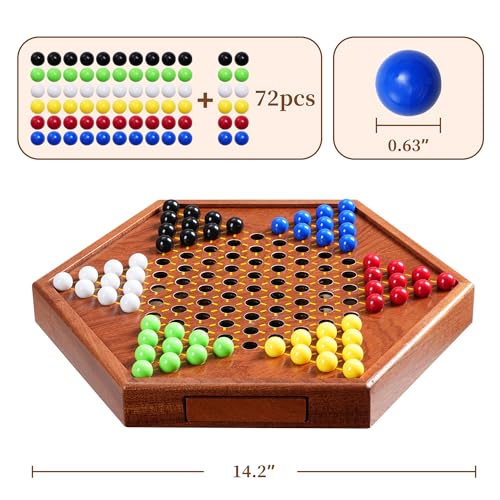 Juego de Damas Chinas de Madera con Almacenaje y 16mm Canicas miniatura 2
