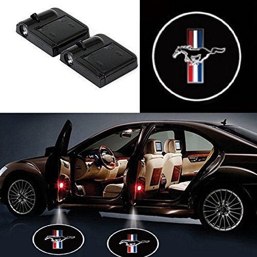 Bearfire 2 Pcs Wireless Car Door Led Welcome Laser Projector Logo Light Ghost Shadow Light Lamp Logos (fit mustang)