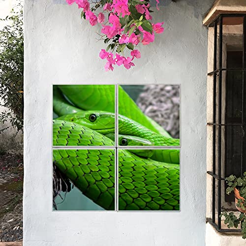Carreaux céramique python vert lot de 4 décoration murale nature 40x40 cm - 2