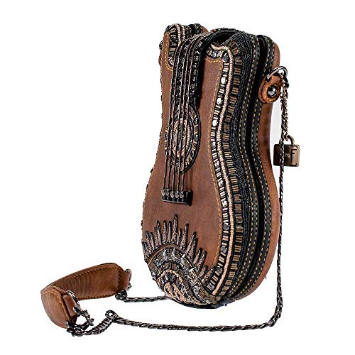Mary Frances Open Mic Beaded Handbag – Guitar-Themed Crossbody Bag, Brown4