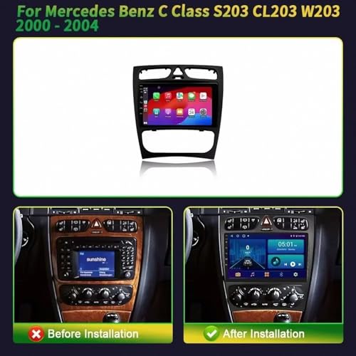 Pantalla Carplay Coche Inalámbrica para sustituir radio antigua de Mercedes W203 con GPS y Auto 2