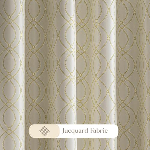 Image of Yellow Weaves 2 Pcs Jacquard Oval Eyelet Long Door Curtain - Perfect for Home, Office, Bedroom, Living Room & Balcony - 9 Feet (Golden)