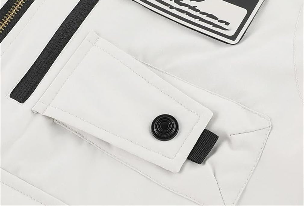 Men's Sleeveless Outdoor Cargo Vest Lapel Solid Color Pocket Waistcoat For Fishing Camping Hiking