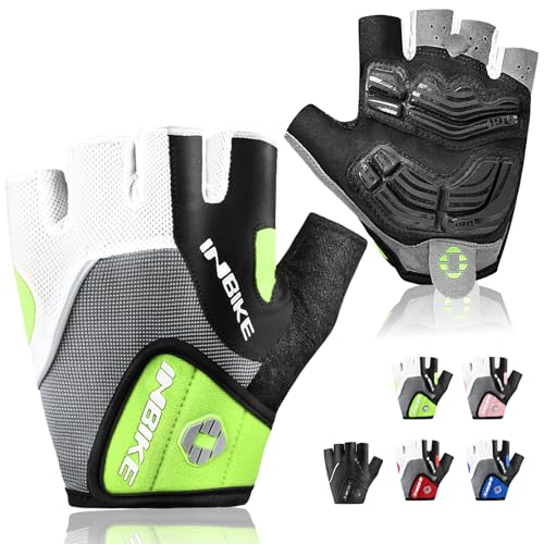 INBIKE 5mm Gel Pad Half Finger Bike Bicycle Cycling Gloves Green Large