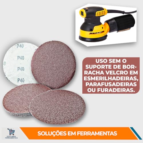 Lixas Sem Furo 125mm para Lixadeira Roto Orbital Ideal para Lixar Gesso Reboco e Massa Corrida Profi