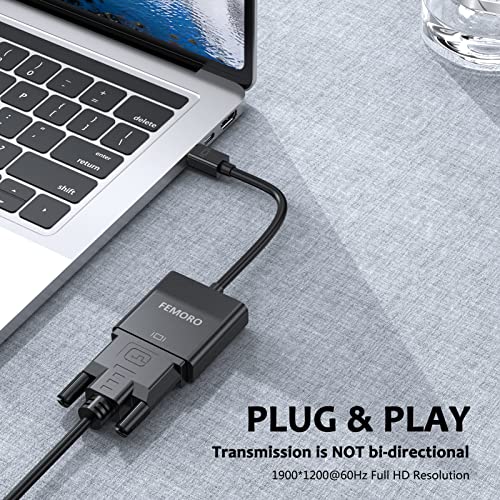 Femoro 43235-112533 Mini Displayport To Vga Adapter 2 Pack, Mini Display Port Dp To Vga Cable Converter Male To Female (Thunderbolt And Thunderbolt 2 Port Compatible) Black thumb #1