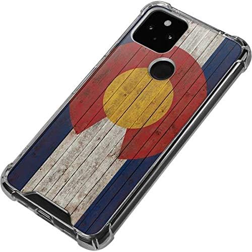 Skinit Clear Phone Case Compatible with Google Pixel 4a 5G - Colorado Flag Dark Wood Design