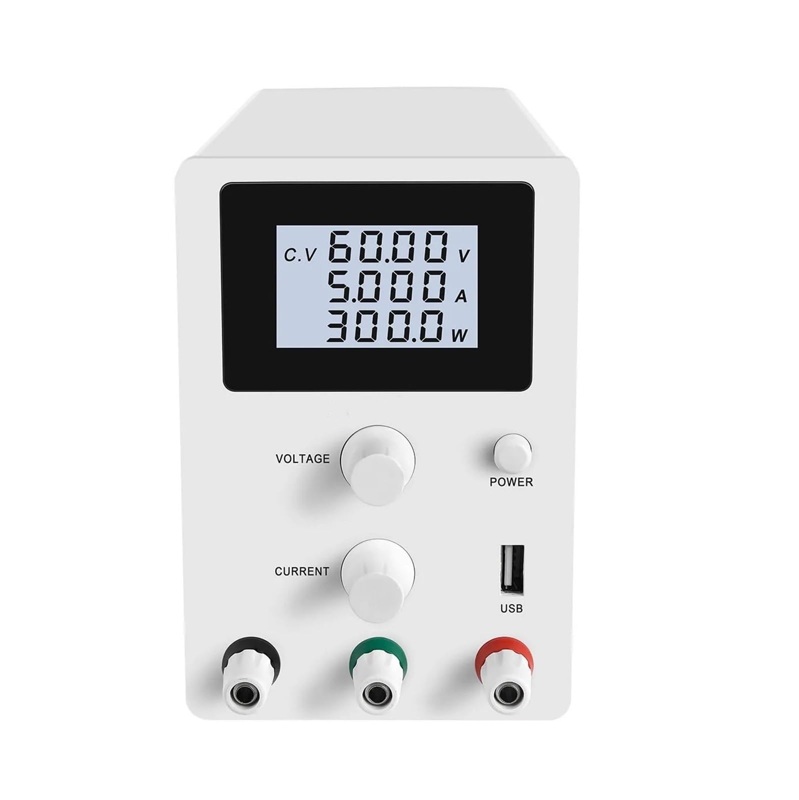 Fuente de alimentación Ajustable de CC 60V 5A Fuente de alimentación Ajustable de CC conmutada 4 Fuente de Banco regulada Digital(R-SPS605D Black,220V)