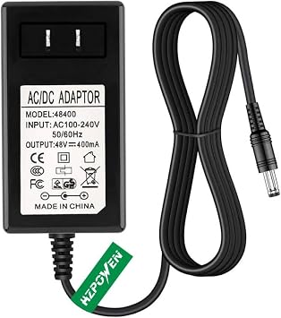 48V Power Adapter for VOIP Polycom IP Phones VVX 300, 301, 310, 311, 400, 401, 410, 411, 500, 501, 511, 600, 601, 611, 1500 2200-46170-001, Sound Point IP 560, 670 Power Cord