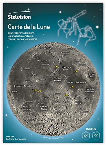 Télécharger Carte de la Lune: Pour repérer facilement les principaux cratères, mers et curiosités lunaires Gratuit