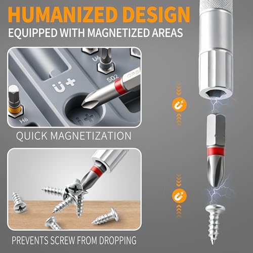 60 in 1 Magnetic Ratchet Screwdriver Set with Detachable T-Handle - image 5