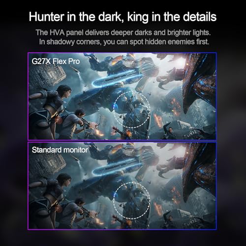 Image of 27 Inch Curved Gaming Computer Monitor 2K QHD(2560x1440) 180Hz Monitor,1ms 1800R Display, FreeSync, 4000:1 Contrast Ratio,100% sRGB, HDMI 2.0 & DisplayPort 1.4 VESA Mount(G27X Flex Pro)