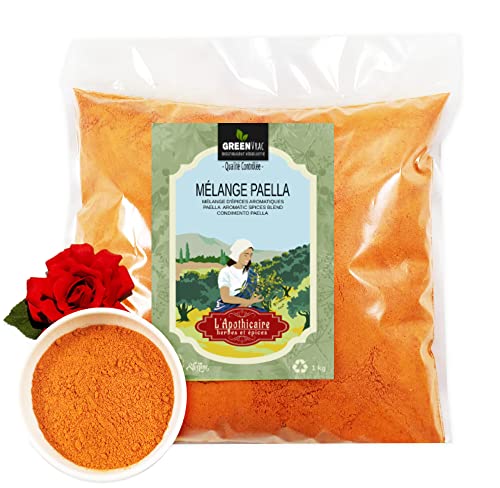 GREENVRAC Mélange Paella Espagne sachet 1kg en vrac - riz bomba Valencia Epices pour espagnole fruits de mer, végétarienne ou viande Naturel et Gourmet Saveur Valence Cover