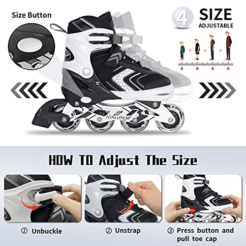 Nattork Adjustable Inline Skates for Kids,Boys Girls Roller Skates with Light up Wheels - Thumbnail 5