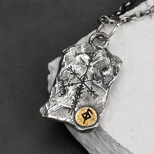 Collier Viking Vegvisir argent 925 robuste anti-noircissement chaîne 60 cm