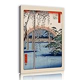 歌川広重キャンバスウォールアート亀戸天神神社キャンバス絵画写真リビングベッドルーム会議室壁の装飾30x45cmインナーフレーム