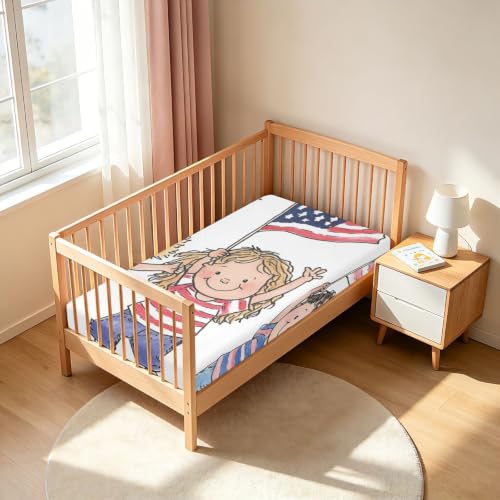 Drap-housse en mousseline imperméable pour berceau motif drapeau américain