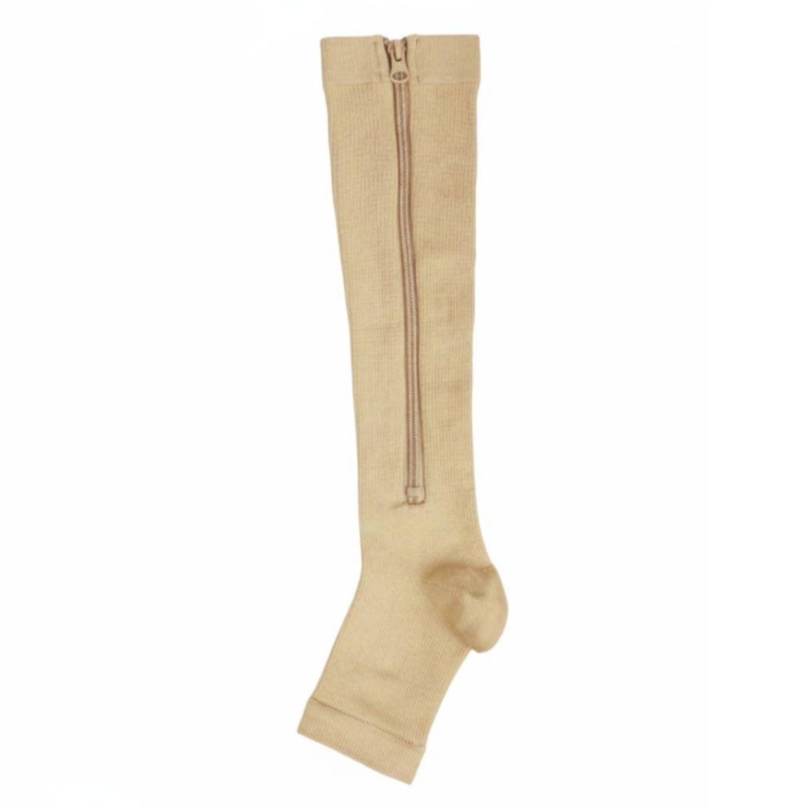 HEAVENGLOW Elastic Zipper Compression Sock Easy to Put on Zipper Compression Socks Muscle Support Sports Wear Breathable for Running, Cycling, Outdoor Fitness, Nude, S-m-image-32