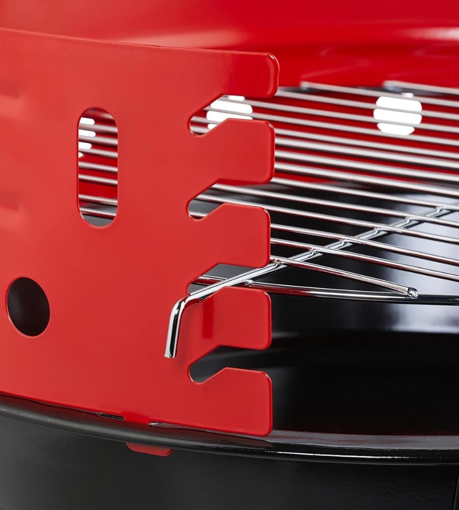 Barbecue Tondo con Ruote e Griglia 50 cm Removibile, Regolabile 59x82x52cm - 4 Posizioni di Cottura Ideale per Fare Carne, Pesce e Altri Alimenti alla Brace, Struttura in Metallo Resistente