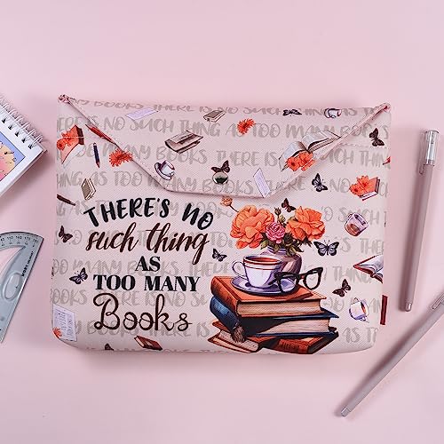 LParkin Book Cover with Zipper, There's Nothing Like Too Many Books Protective Cover, Washable Cloth Book Covers - Image 4