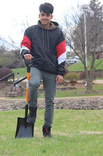 Ashman Square Shovel – A Shovel with a 41 Inches Long D Handle Grip – The Blade Weighs 2.2 Pounds and has a Fiber Glass Handle – Premium Quality Multipurpose Orange Square Shovel with Strong Build