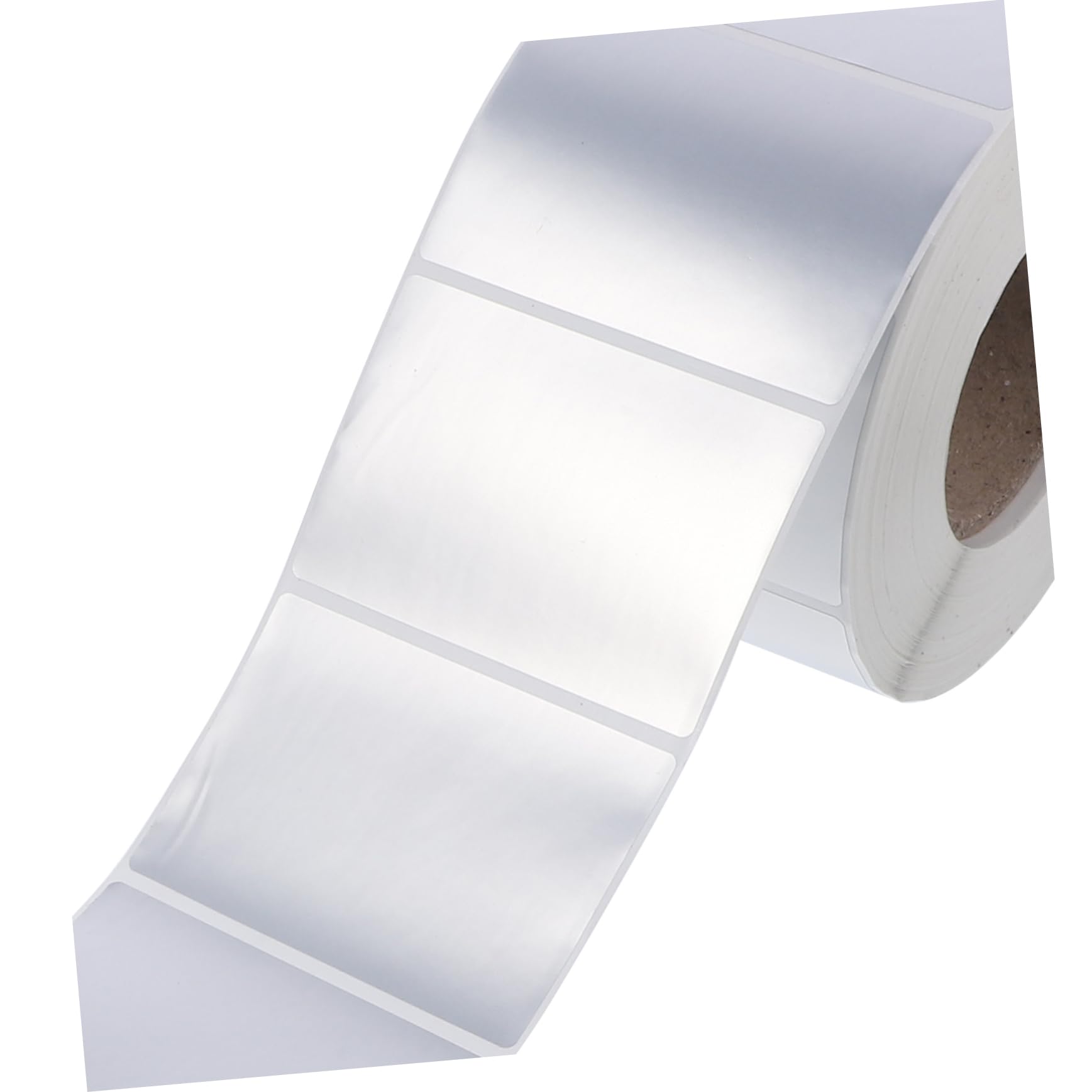 Etichette Adesive Stampabili Argento Pet 1 Rotolo da 1500 Pezzi | Resistenti All’acqua, Superficie No Smudge, Formato Rettangolare Angoli Arrotondati