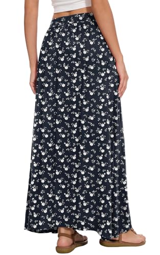 Image of Womens Maxi A-line Long Skirt Casual 2026 Elastic High Waist Flowy Skirts with Pockets