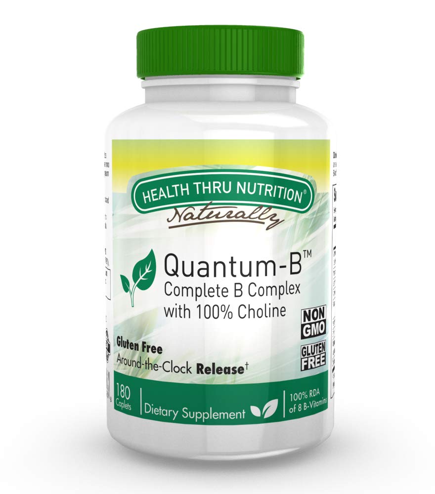 Quantum-Bâ„¢ Complete B-Complex High Potency with 550mg Choline, B1, B2, B3, B6, Folate, B12, Biotin, B5 - Sustained Release, Non GMO by Health Thru Nutrition â€¦ (180)