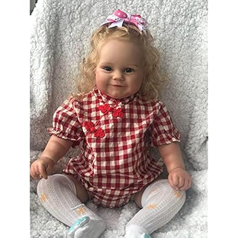 Pinky Reborn Baby Doll 24 Inches 60 cm New Reborn Toddler Girl Doll with Rooted Hair Soft Cuddle Body Toys (Red) Cover