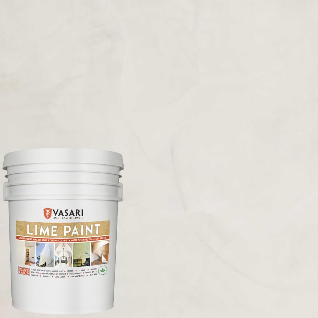 VASARI Lime Plaster & Paint | LIME PAINT | Made from Natural Lime and Powdered Marble | color: Alabaster #20 | size: 5 Gallon