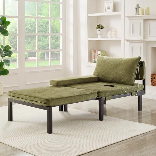 Sofá Cama Plegable de Terciopelo, Sillón Extensible, Verde, 176x82x79 cm