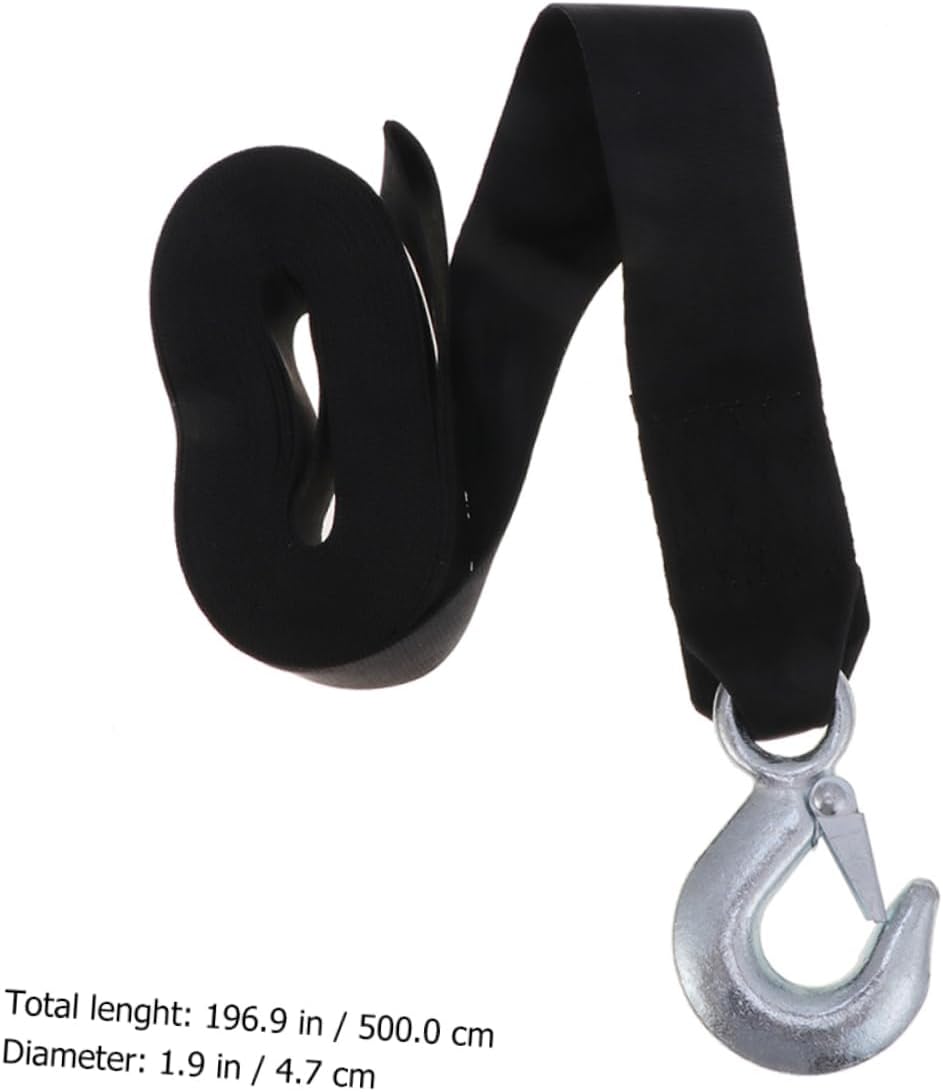 1.5 Ton Trailer Winch Strap with Hook 4.7cm Wide Sturdy Recovery Belt for Towing Vehicles for Marine and Off-Road Use