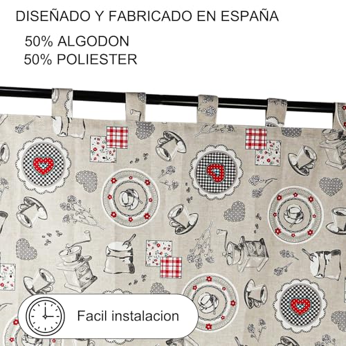 Cortina de cocina de algodón y poliéster para evitar miradas en comedores luminosos 5
