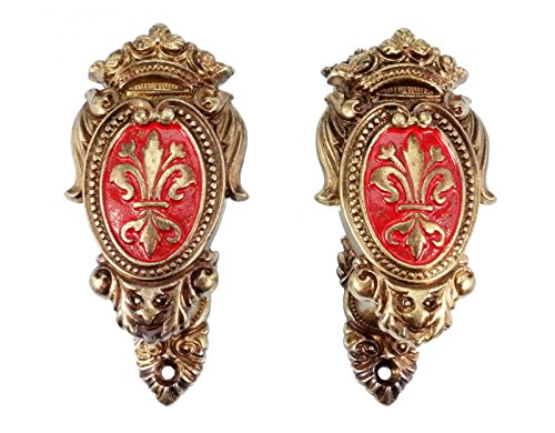 Wandhalter Wappen rot Messing 2er-Set