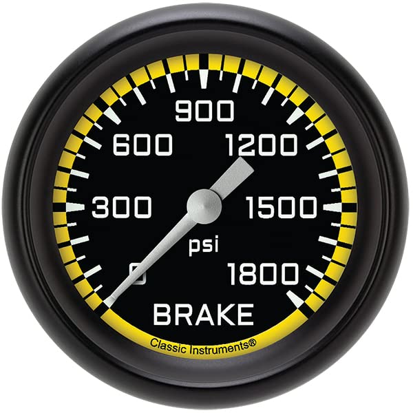 Classic Instruments AX367YBPF Autocross Yellow 2 5/8" Brake Pressure Gauge