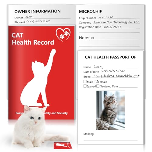 1 Pack Kitten Shot Record Book 12 Sheets Per Pack Cat Health Record Booklets Feline Health Records 5 * 3.5inch Cat Vaccination Records Book Cat Health Records for Pet Lovers Kitty Nursing Supplies