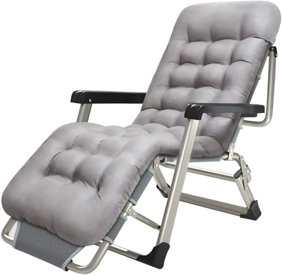 Amazon.com: Tumbona de jardín de gran tamaño y sillones reclinables en  almacén, sillas de jardín plegables de metal resistente con taburete para  pies, sillas de terraza para exteriores para campamentos de playa,