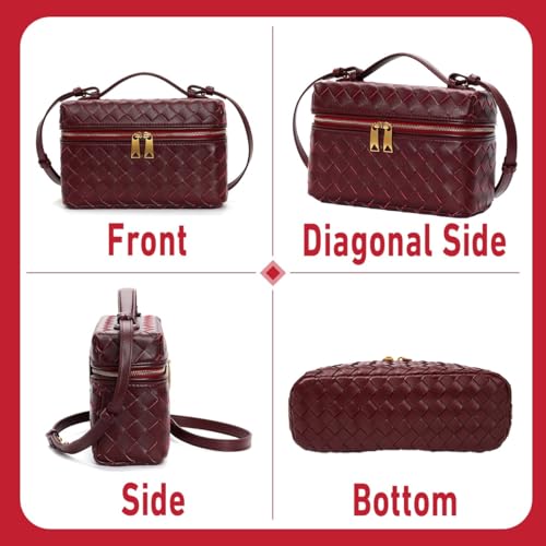 Top-Handle Pouch Handbag for Women Woven Leather Vanity Case Designer Crossbody Bag Shoulder Bag Trendy Purse3
