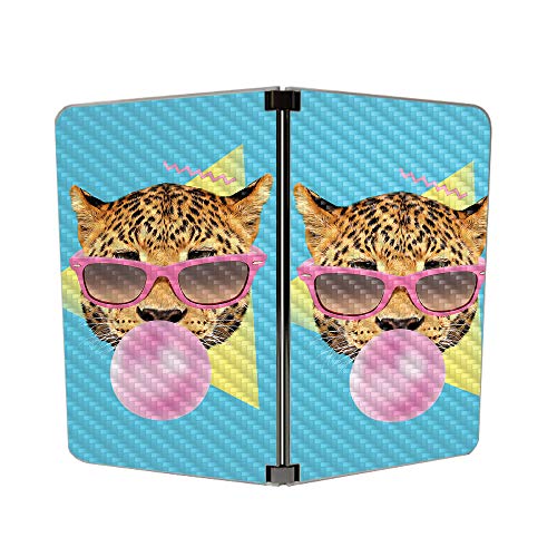 Image of MightySkins Carbon Fiber Skin for Microsoft Surface Duo - Bubble Gum Cheetah | Protective, Durable Textured Carbon Fiber Finish | Easy to Apply | Made in The USA