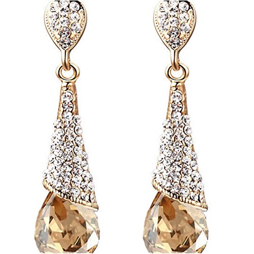 YAZILIND 18K plaqué Or Femmes Vogue Tear drop Champagne Zircon strass Dangel Boucles d'Oreilles cadeau