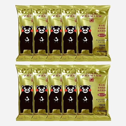 木村海苔 かに印 有明海苔使用 味のり ～ くまモンが目印！やみつきになる美味しさ！ ～【 金のくまモン味のり (7切6枚 × 10袋 60枚入) 】× 1パックのサムネイル