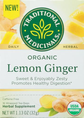 Image of Traditional Medicinals Organic Lemon Ginger Tea, 1.13 Oz, 16 Count (Pack of 2)